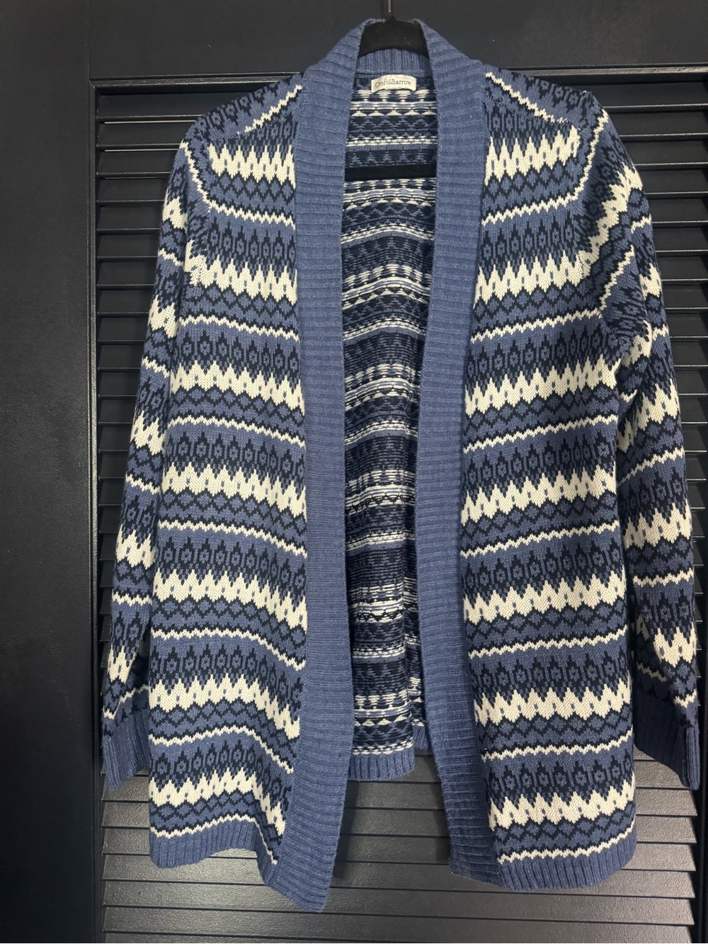 Croft & Barrow Blue White Fair Isle Cardigan | Estimated XL
